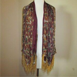 "Pheasants in Flight" Fringed Silk
Necktie Scarf